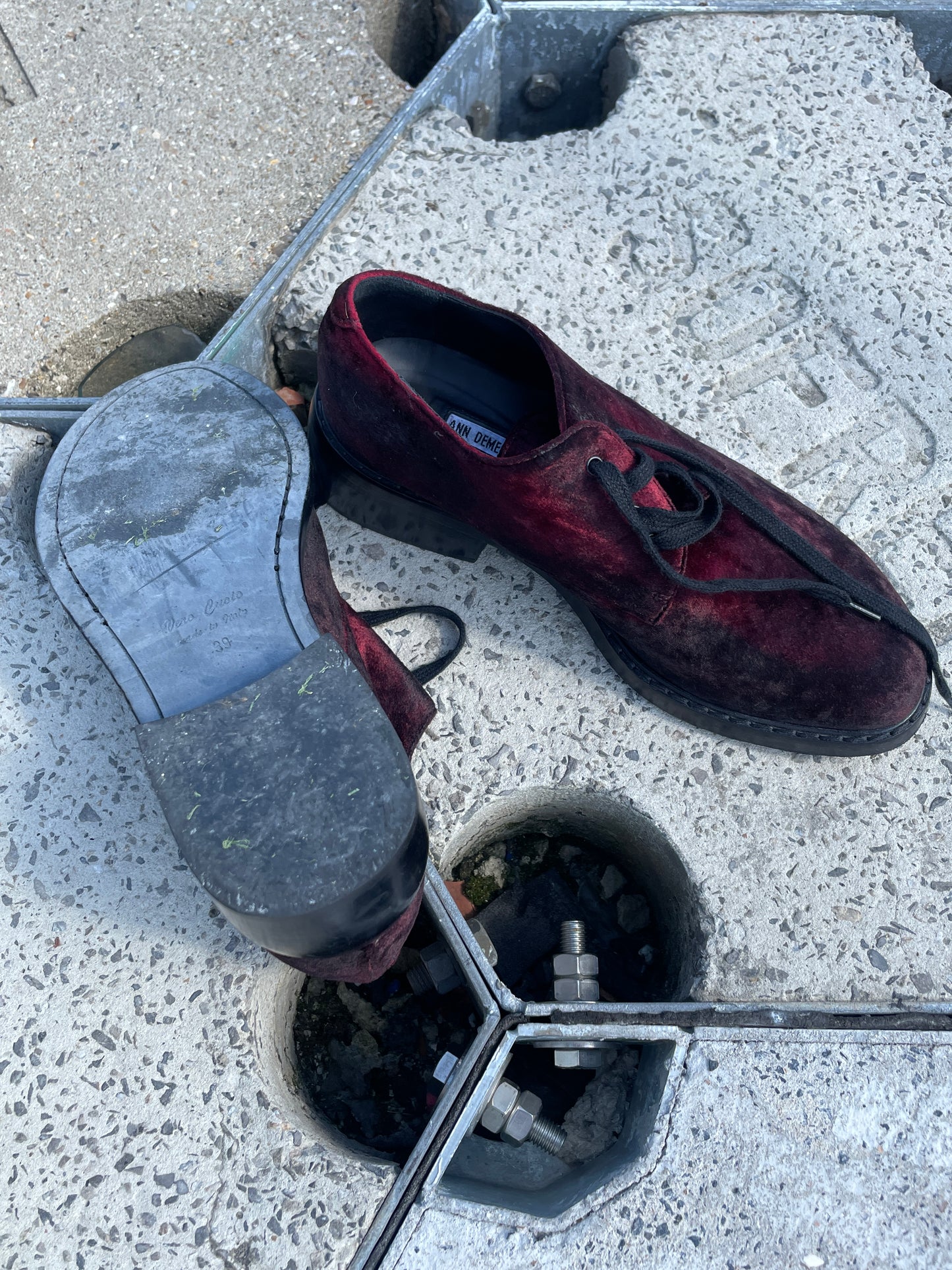 Ann Demeulemeester red velvet derby shoes size 39