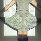 Ozbek 90's rayon khaki bodysuit and transparent laced up shirt