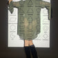 Ozbek 90's rayon khaki bodysuit and transparent laced up shirt
