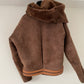 Gianni Versace 1980's shearling short pilot coat with asymmetrical hoodie