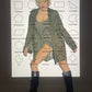 Ozbek 90's rayon khaki bodysuit and transparent laced up shirt