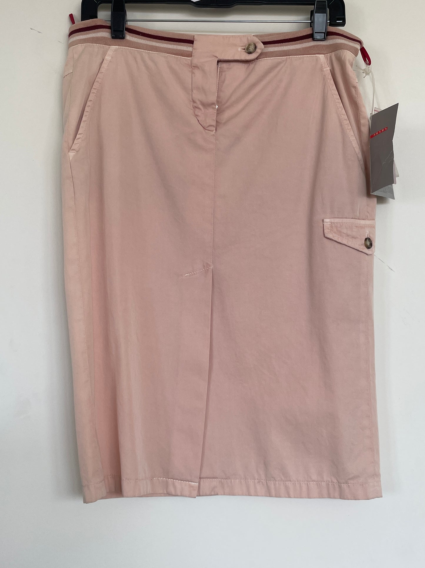 Prada 2000s light pink sporty cotton low waist pencil skirt