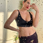Lawrence Steele 90's black silky bralette with belt