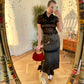 Jean Paul Gaultier 2000's denim striped "peek-a-boo" skirt with leopard lining