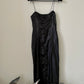 Lawrence Steele black silk "wet look" bodycon dress with straps