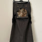 Jean Paul Gaultier 2000's denim striped "peek-a-boo" skirt with leopard lining