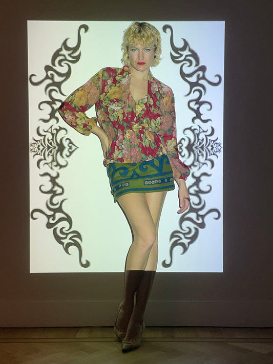 Moschino 2000's Cheap and Chic silk ruffled flower shirt