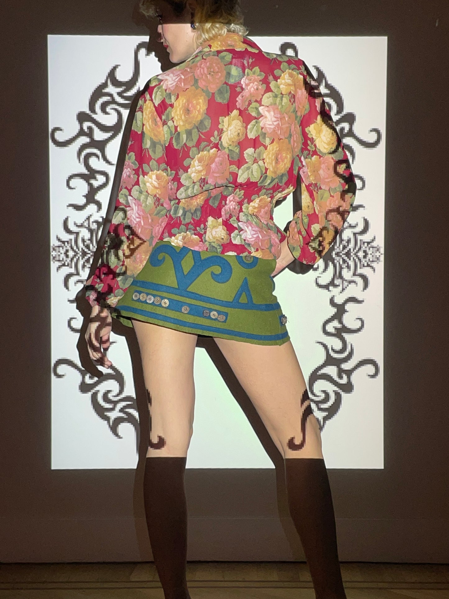 Moschino 2000's Cheap and Chic silk ruffled flower shirt