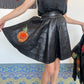 Jean-Claude Jitrois 80's leather skirt suit with sunflower embroideries