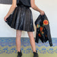 Jean-Claude Jitrois 80's leather skirt suit with sunflower embroideries