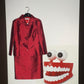 Dolce & Gabbana 2000's red raw silk skirt suit