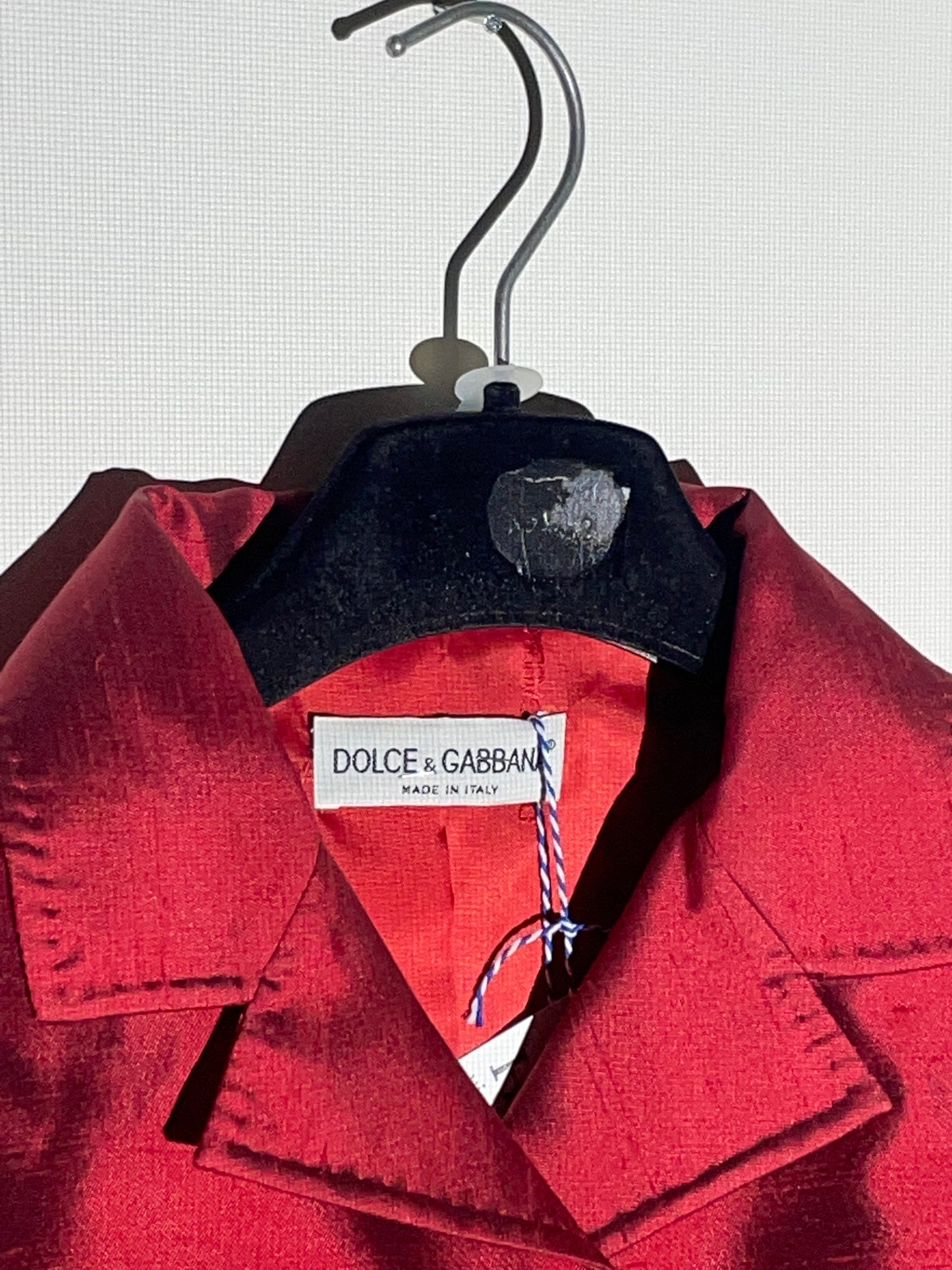 Dolce & Gabbana 2000's red raw silk skirt suit