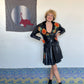 Jean-Claude Jitrois 80's leather skirt suit with sunflower embroideries
