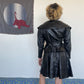 Jean-Claude Jitrois 80's leather skirt suit with sunflower embroideries