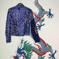 PRADA 1997 silk chinoiserie bamboo print blue jacket