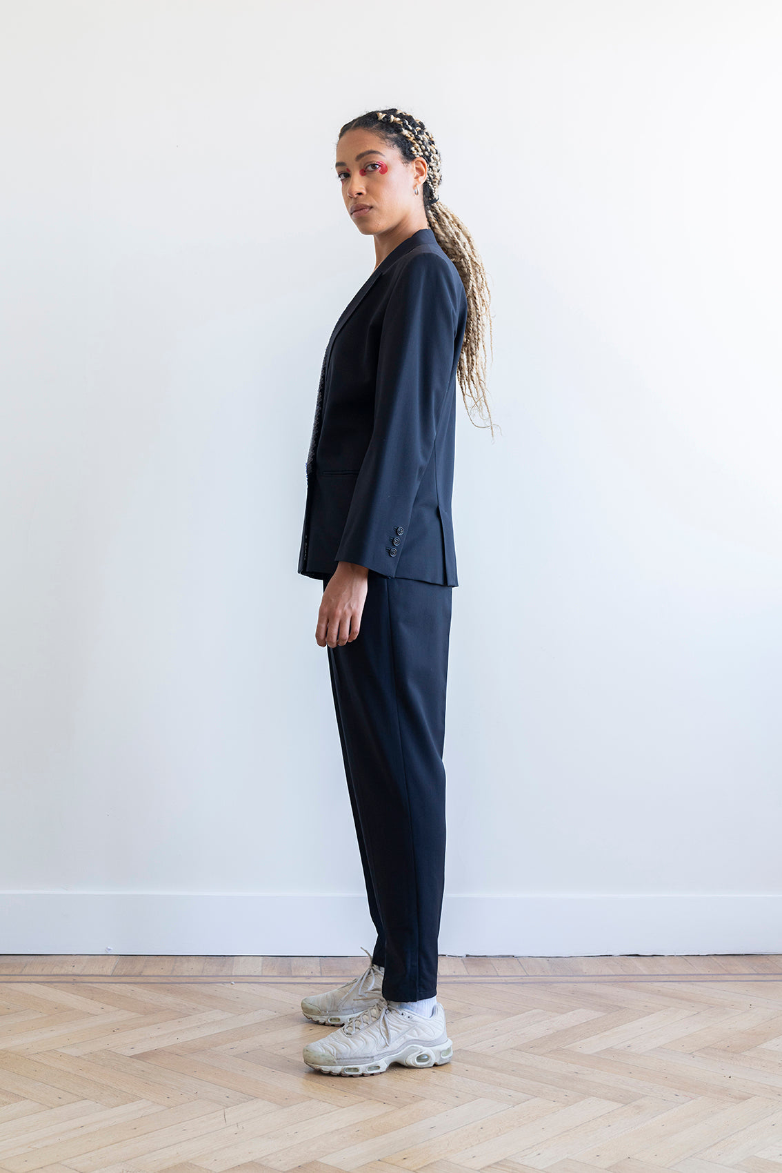 Jil Sander 2000’s Dark blue pantsuit with sequin blazer