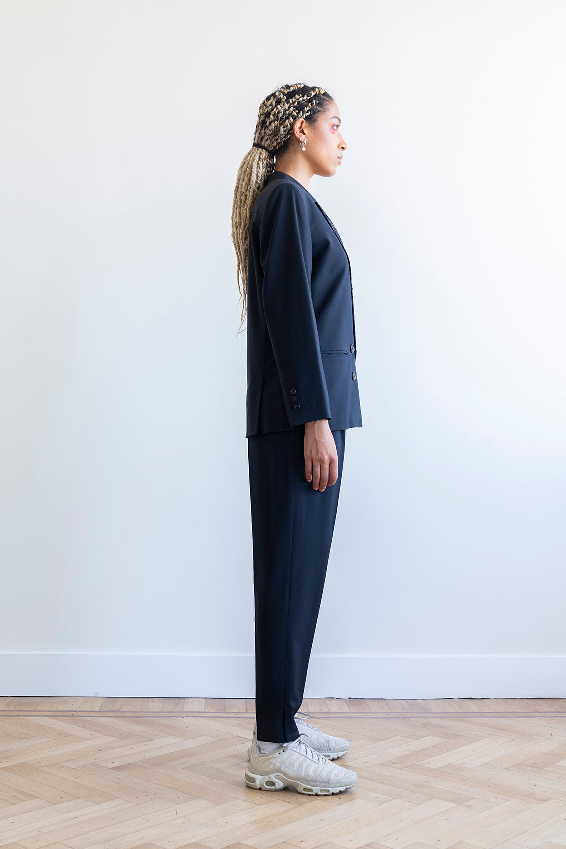 Jil Sander 2000’s Dark blue pantsuit with sequin blazer