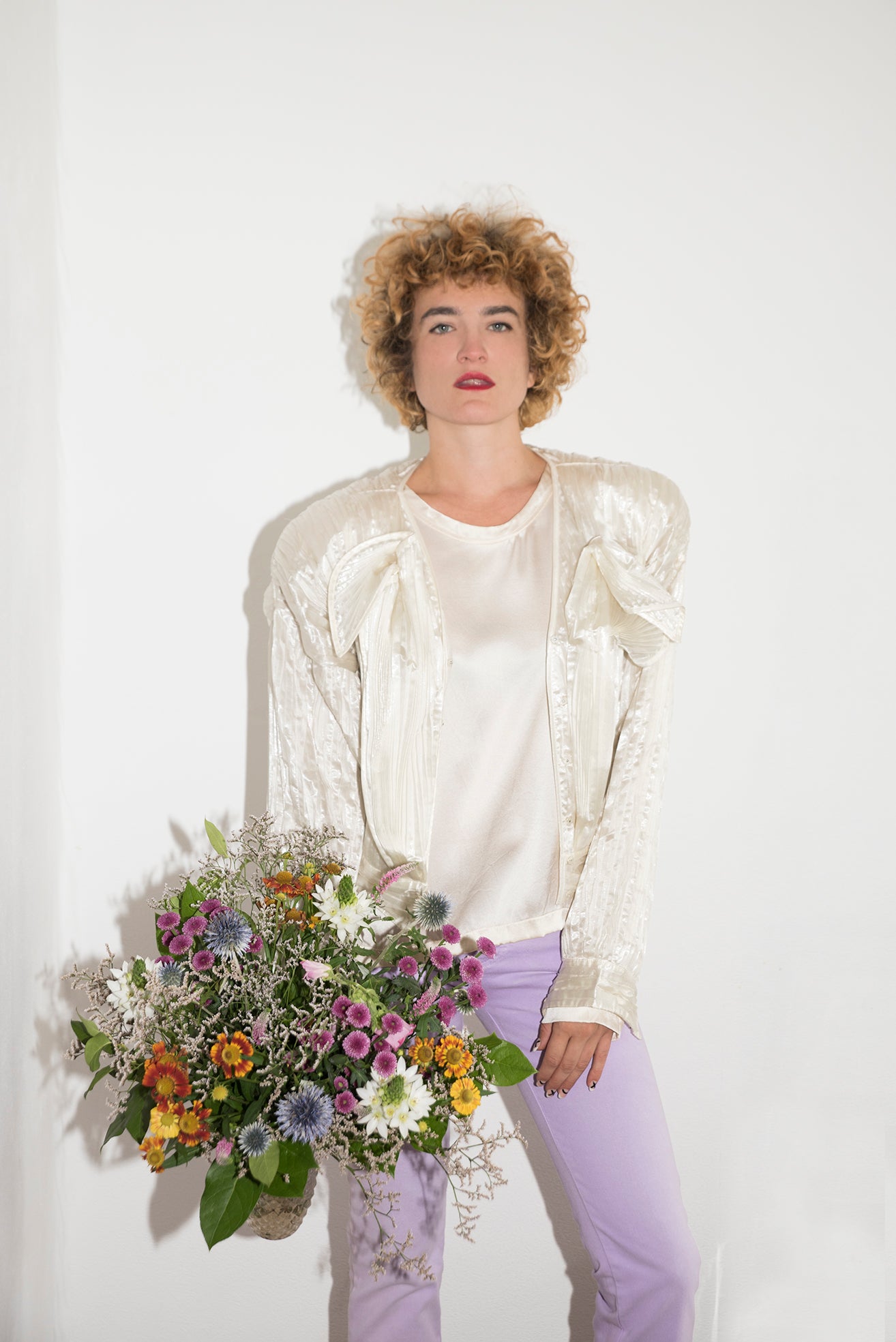 Krizia 1980's Sculpted Blouse Jacket in Pearl