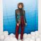 80's Krizia Poi multicolor sleeveless cardigan with metallic thread
