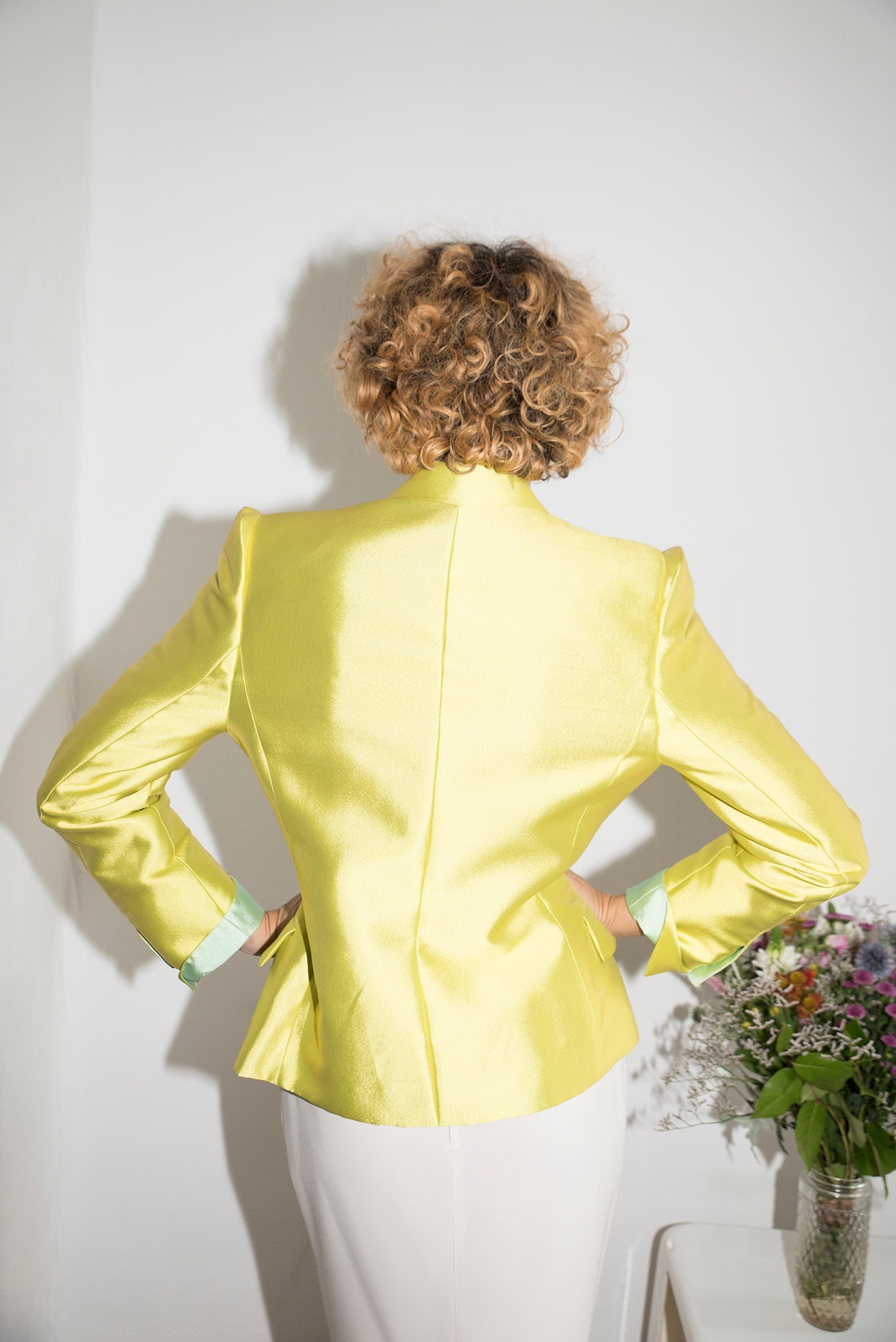 Christian Lacroix 90's limegreen silk suit jacket