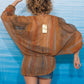 Beautiful delicate 70's Mali handknit cardigan with transparent sleeves