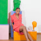Thierry Mugler 80's coral skirtsuit