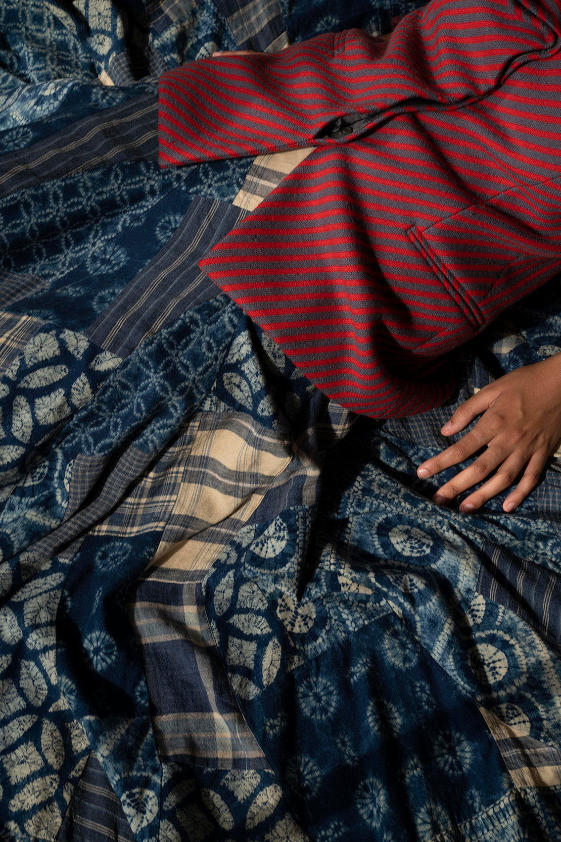 Ralph Lauren 90's patchwork indigo maxi skirt