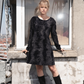 Helmut Lang 90's black faux fur mini little black lamb dress