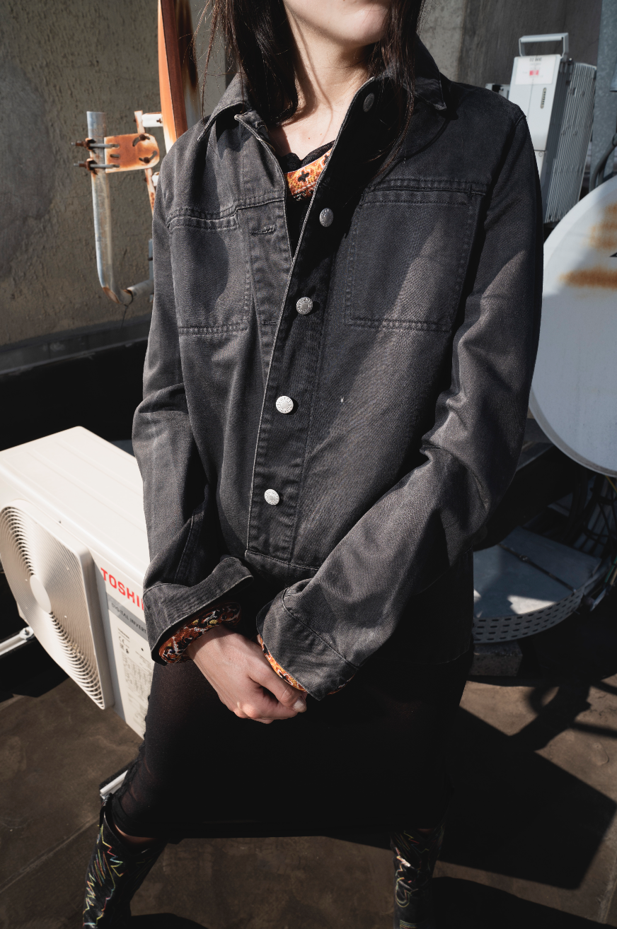 Helmut Lang 1997 dark grey denim jacket