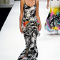 Basso and Brooke 2006 SS Runway "Dogs in drag" print silk evening dress