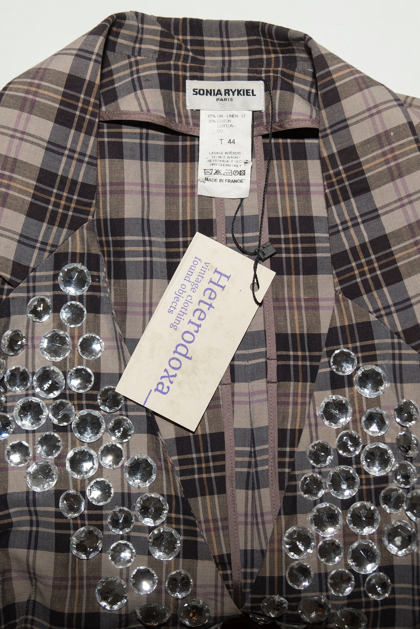 Sonia Rykiel 2000s checkered suit with rhinestones