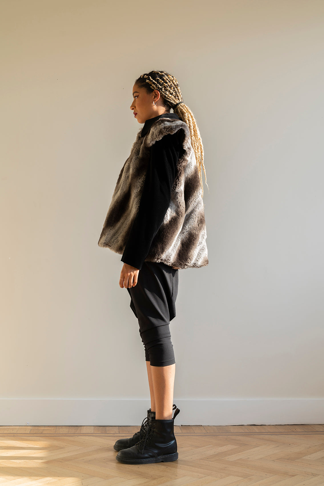 Vivienne Westwood 1996 Gold Label Runway Asymmetric faux fur jacket