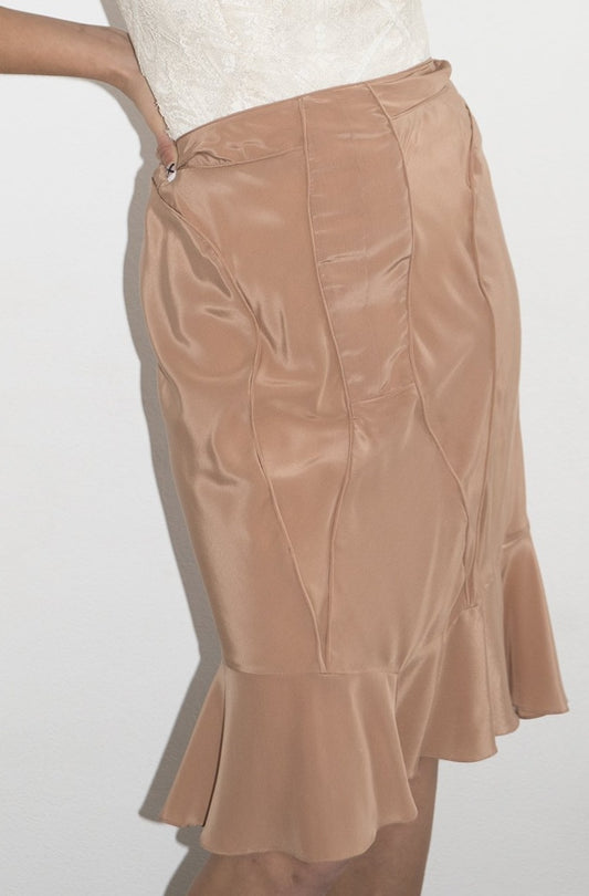 Saint Laurent SS 2003 pink silk skirt