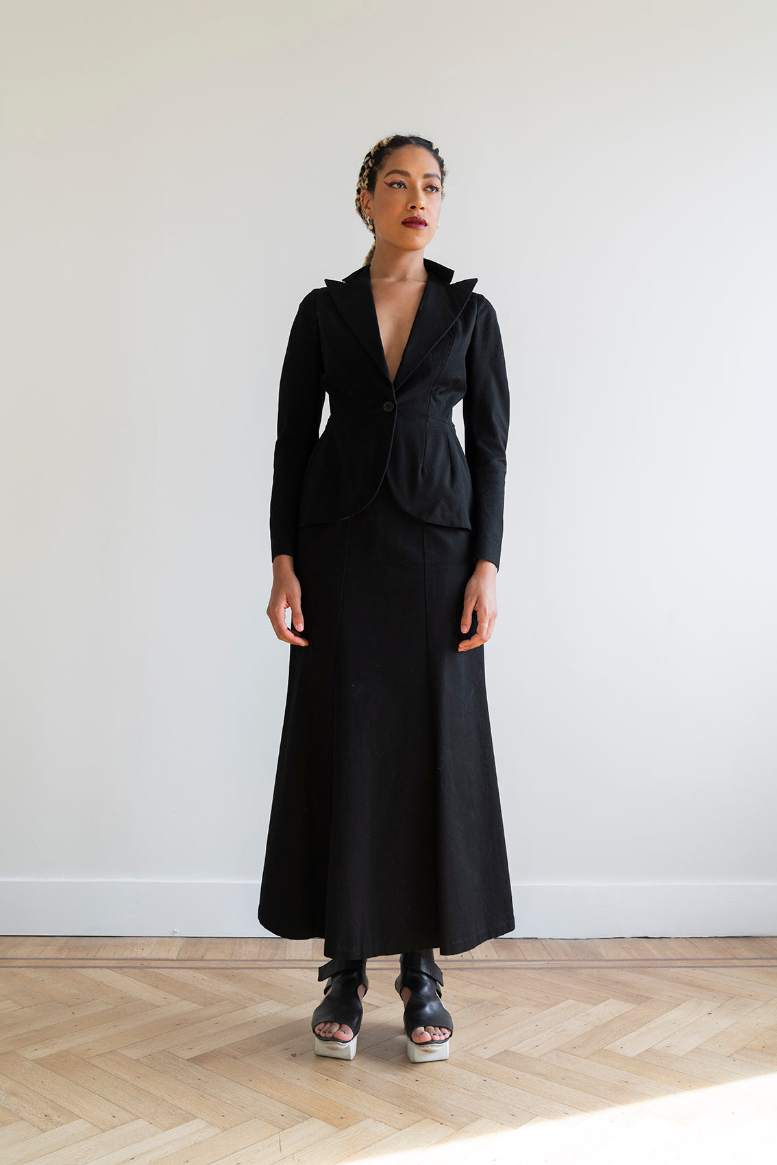 Yohji Yamamoto 90's black cotton skirtsuit