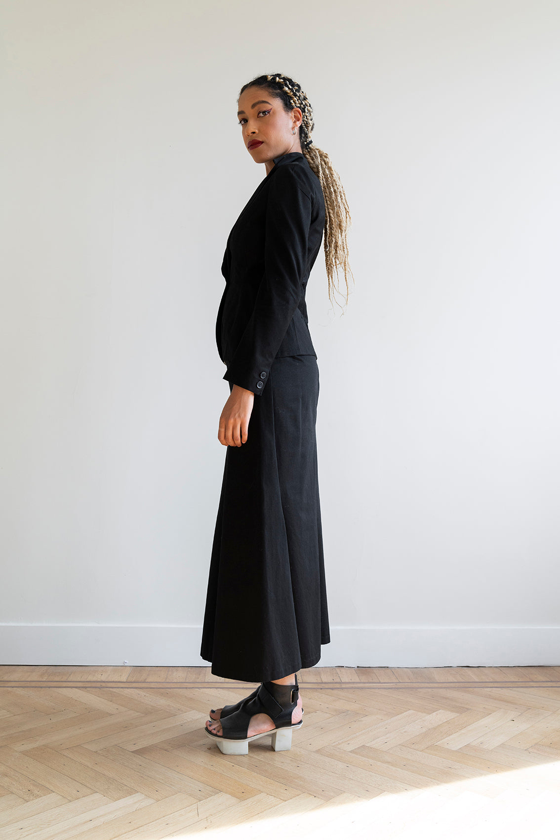 Yohji Yamamoto 90's black cotton skirtsuit