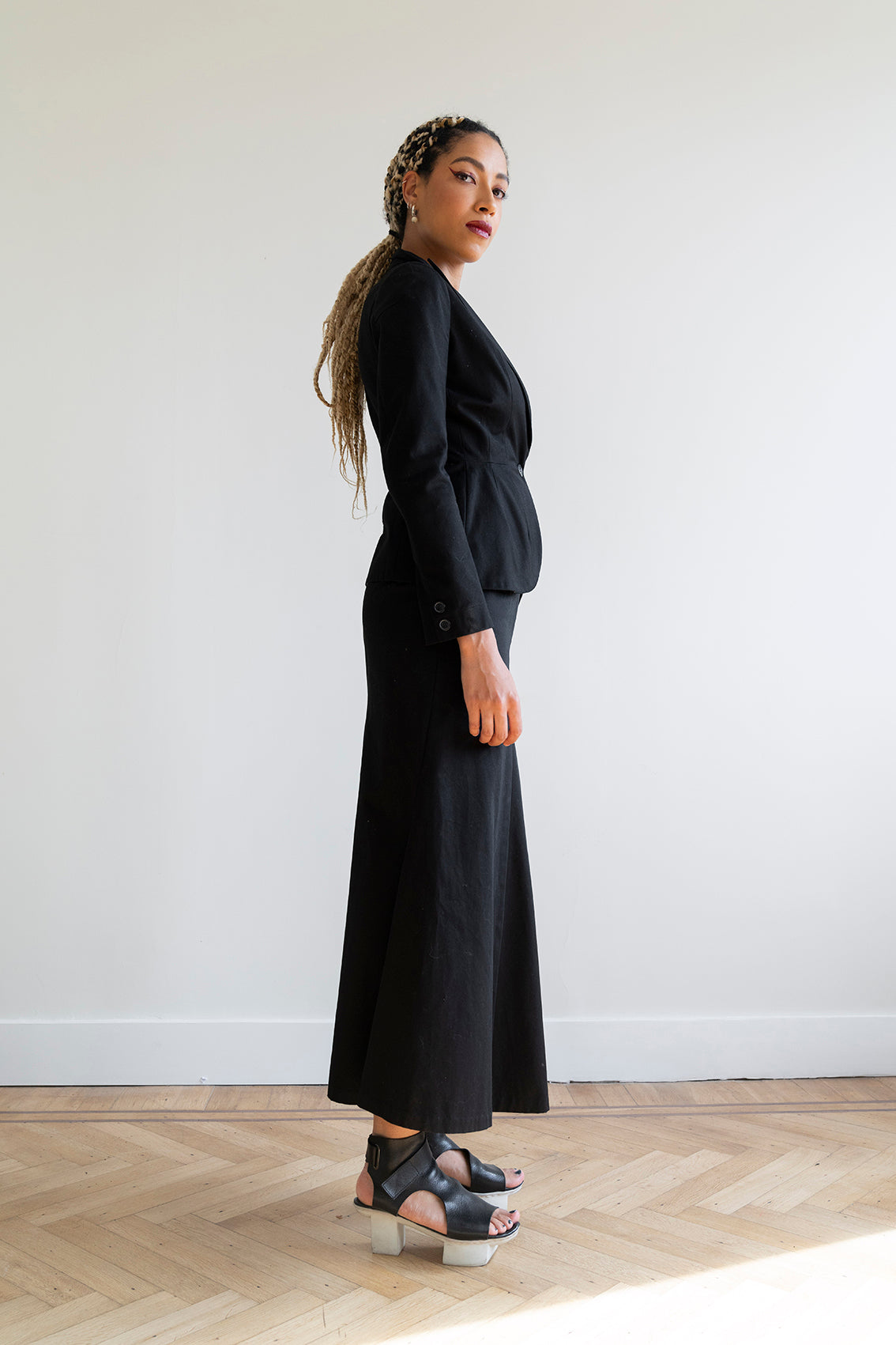 Yohji Yamamoto 90's black cotton skirtsuit